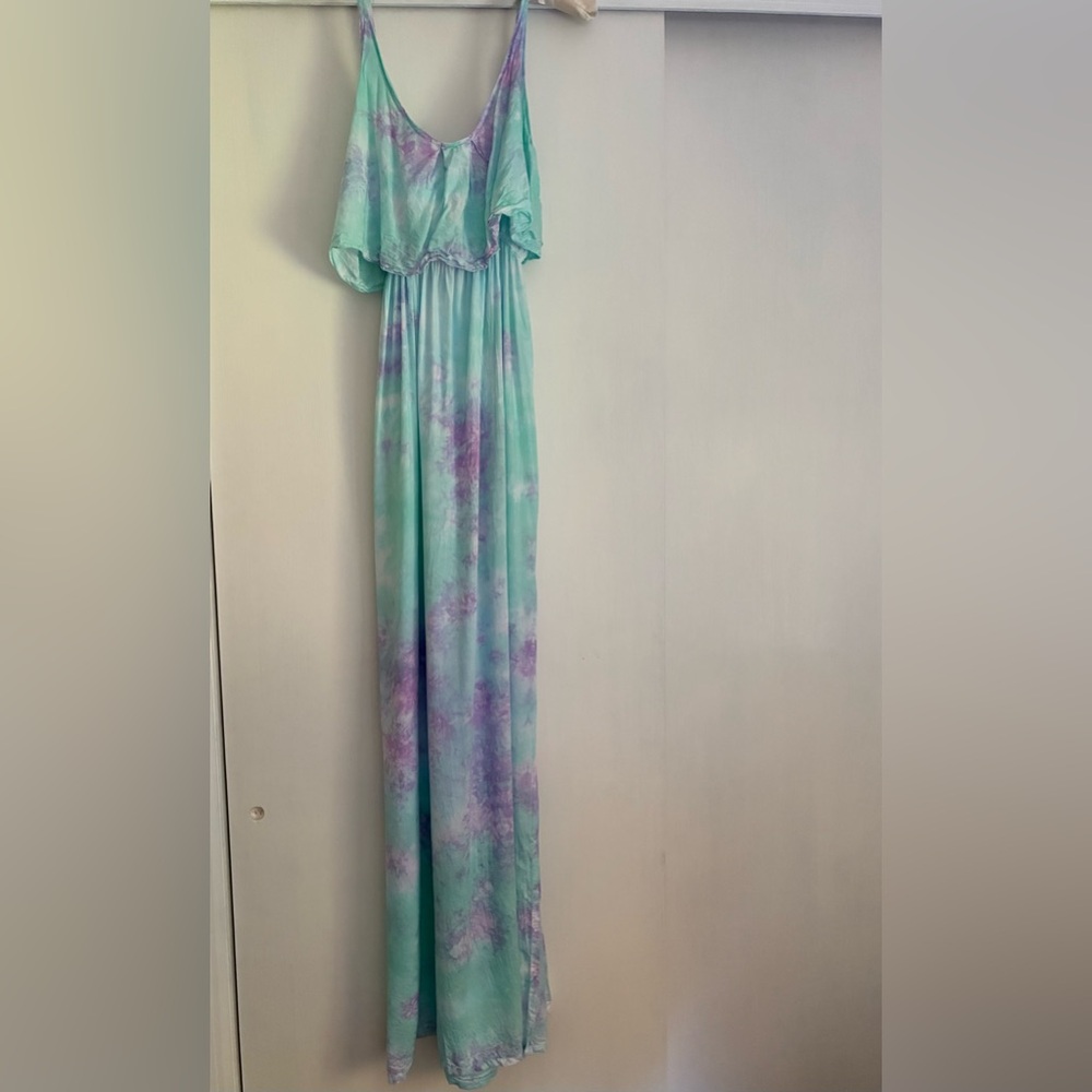 Tiare Hawaii Aqua and Lavender Maxi Dress